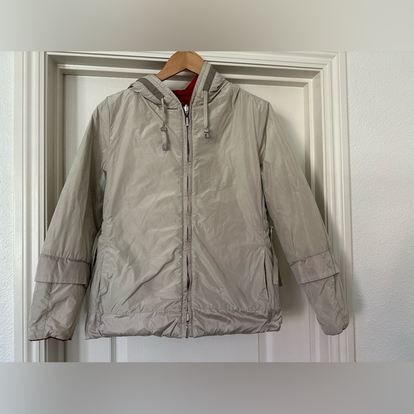 ‘S MAX MARA Reversible Red / Beige Down Hooded Jacket sz 6 Small - Picture 7 of 10